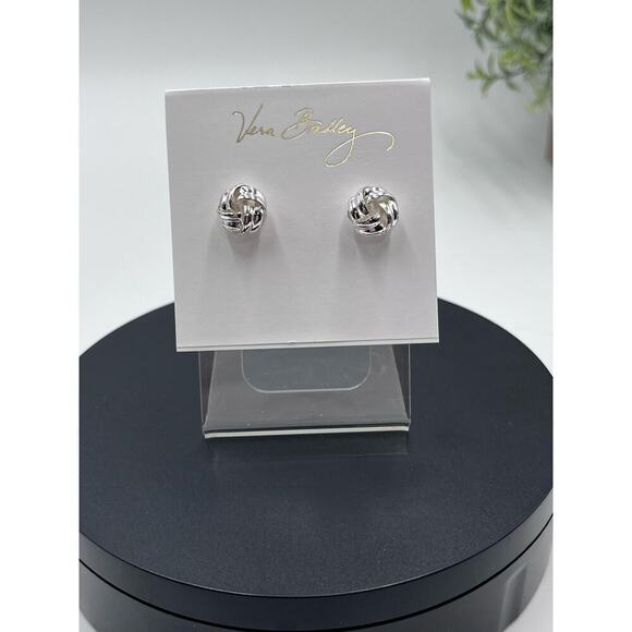 Vera Bradley Silver Tone Love Knot Studs New with Tags - Picture 1 of 8